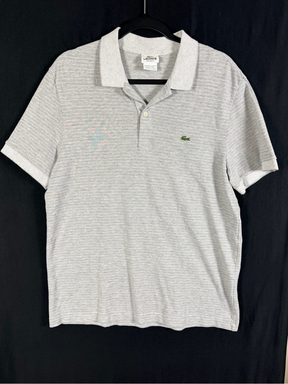 Lacoste Men's Light Gray Heather Polo with Green Embroidered Crocodile Reg fit 6